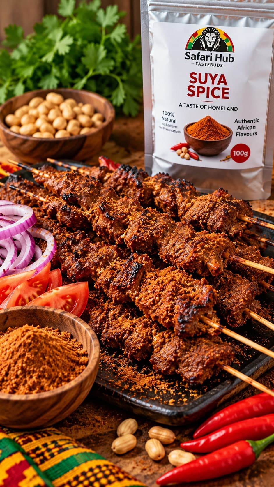 Nigerian Suya made with Safari Hub Tastebuds Suya Spice Blend